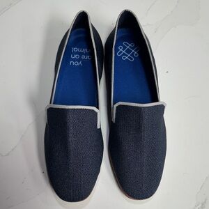 Navy Blue Men’s Loafers with White Trim